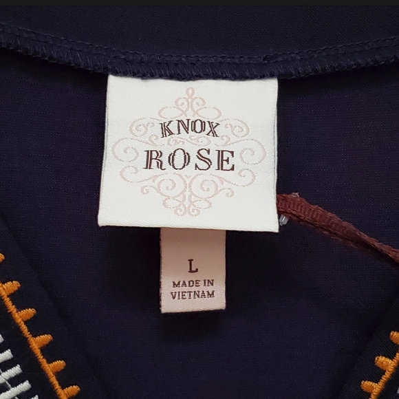 Knox Rose V Neck Navy Blue Short Sleeves Top - Picture 2 of 10